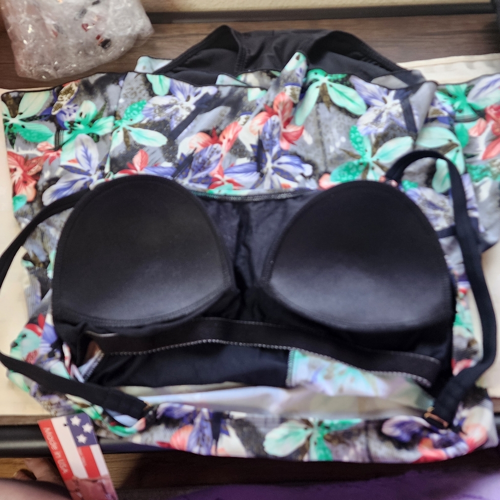 Dippin Daisy's swim suit one piece floral padded cups adjustable straps sz 18w - Picture 7 of 14